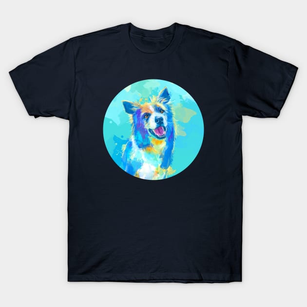 Border Collie Dog Portrait T-Shirt by Flo Art Studio